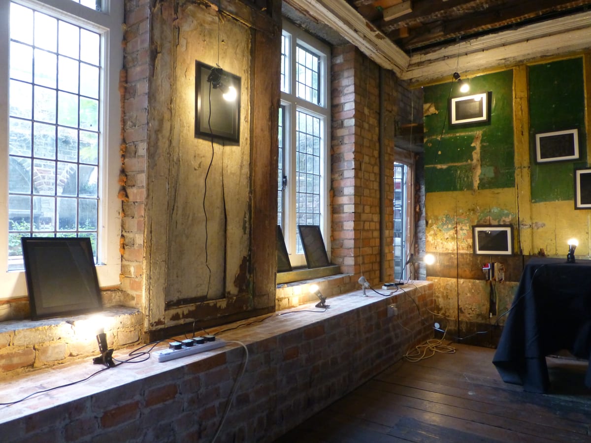 Installation view of the group exhibition Addressing the Void at House of Annetta, Dhaka, artworks installed in a domestic room (view 1 of 3)